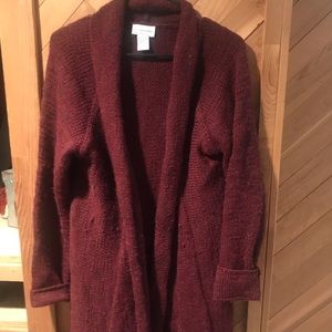 Oversized Burgandy Knit Sweater with Wool & Alpaca